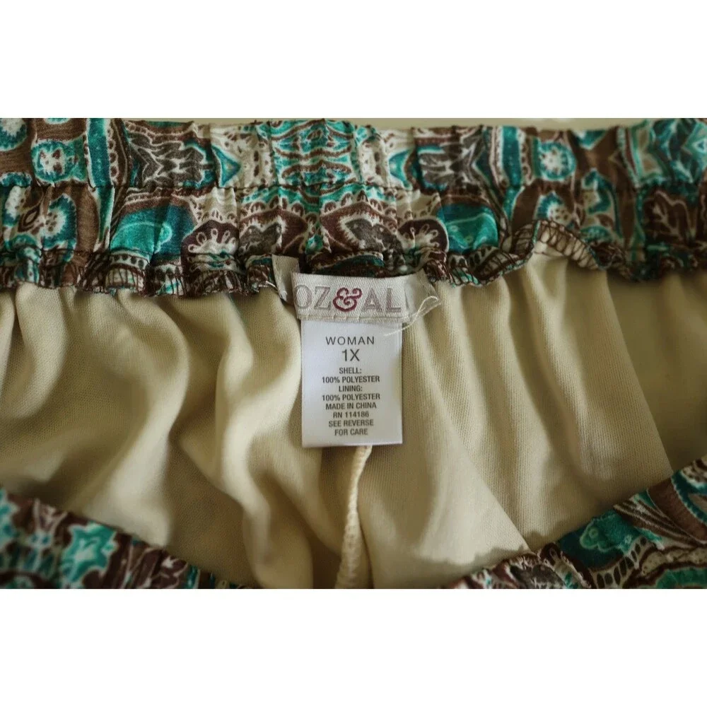 Roz & Ali Paisley Maxi Sheer Skirt Fairy Grunge Y2K Cowgirl Turquoise Brown 1X